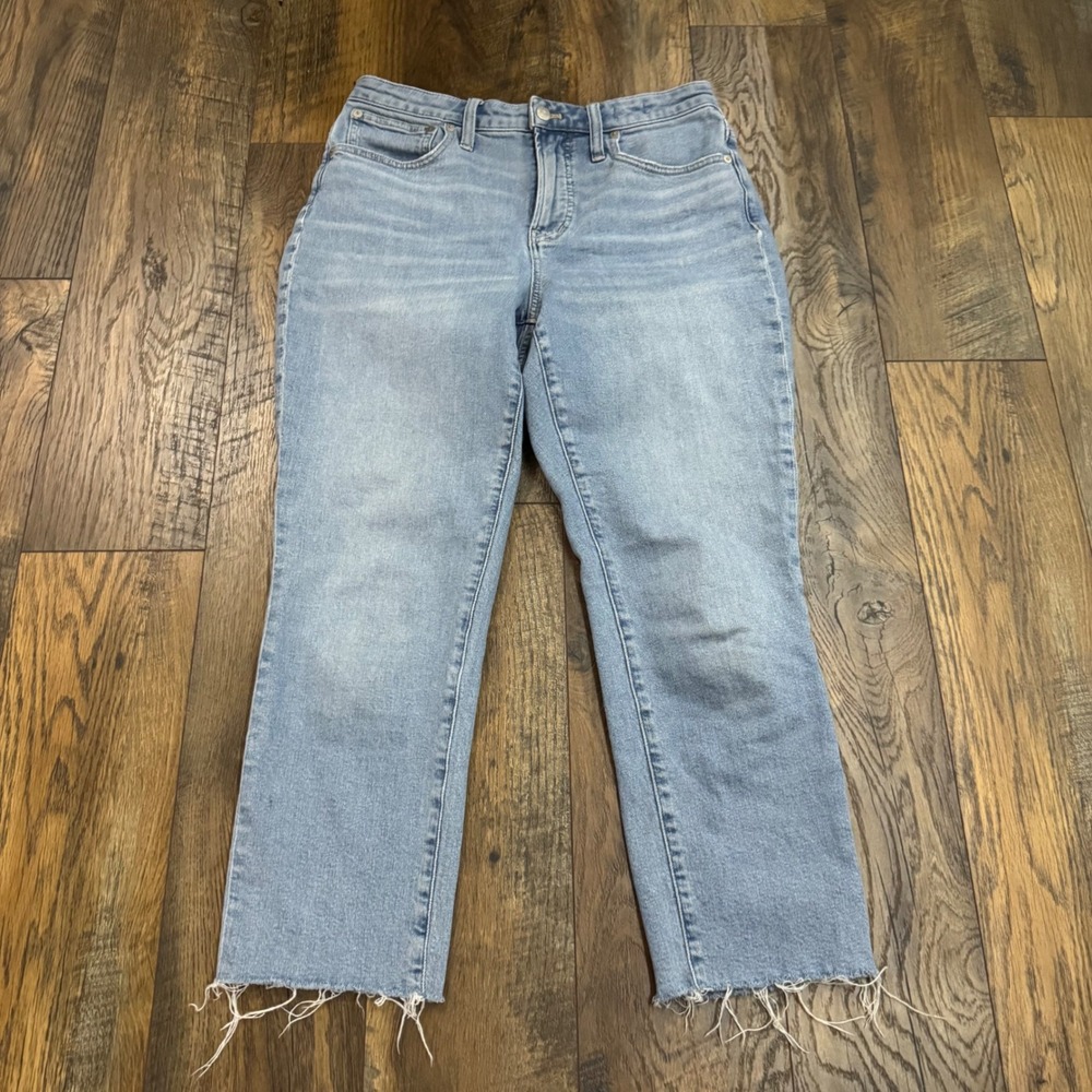 Madewell Curvy Perfect Vintage Jeans Womens 27P Light Wash Raw Hem Straight Crop